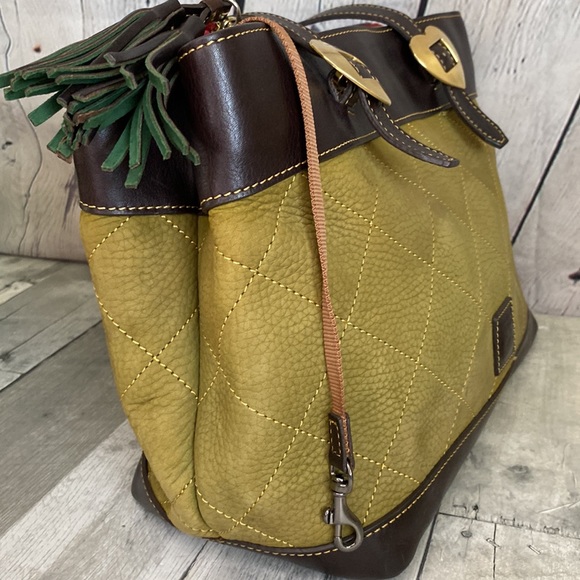 Green Dooney & Bourke Suede Quilted Leather Satchel Purse - Picture 6 of 15
